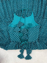 Stylish Teal Blue Chain-Stitch Work Georgette Gown