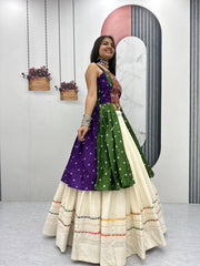 Navratri Special Green Color Gamthi Work Lehenga Choli