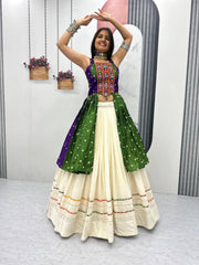 Navratri Special Green Color Gamthi Work Lehenga Choli