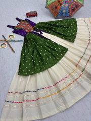 Navratri Special Green Color Gamthi Work Lehenga Choli