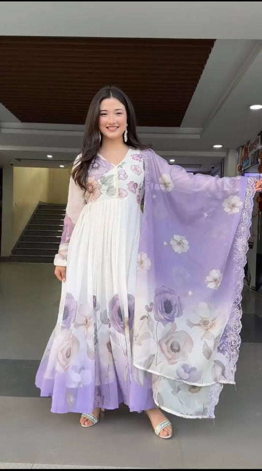 Designer Purple Color Sequence Work Georgette Gown
