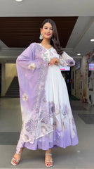 Designer Purple Color Sequence Work Georgette Gown
