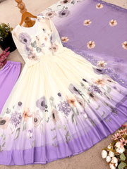 Designer Purple Color Sequence Work Georgette Gown