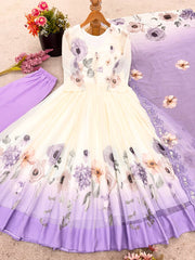 Designer Purple Color Sequence Work Georgette Gown