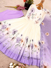 Designer Purple Color Sequence Work Georgette Gown