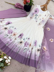 Designer Purple Color Sequence Work Georgette Gown