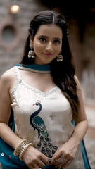 Attractive White Color Embroidery Sharara Suit
