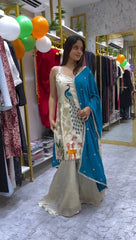 Attractive White Color Embroidery Sharara Suit