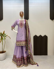 Stylish Blue Color Diamond Work Sharara Suit