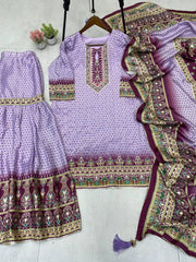 Stylish Blue Color Diamond Work Sharara Suit