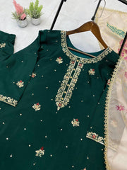 Glorious Green Color Sequence Work Sharara Suit