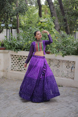 Navratri Wear Orange Color Bandhni Print Work Lehenga