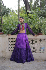Navratri Wear Orange Color Bandhni Print Work Lehenga