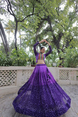 Navratri Wear Orange Color Bandhni Print Work Lehenga