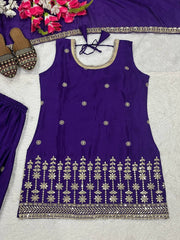 Lovely Purple Color Embroidery With Sequence Work Dhoti Suit