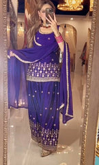 Lovely Purple Color Embroidery With Sequence Work Dhoti Suit