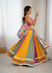 Navratri Wear Multicolor Mirror Work Lehenga Choli