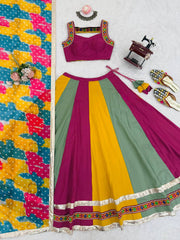 Navratri Wear Multicolor Mirror Work Lehenga Choli