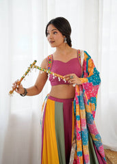 Navratri Wear Multicolor Mirror Work Lehenga Choli