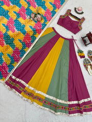 Navratri Wear Multicolor Mirror Work Lehenga Choli