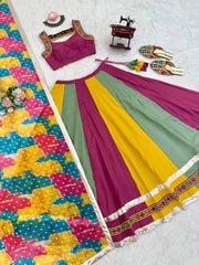 Navratri Wear Multicolor Mirror Work Lehenga Choli