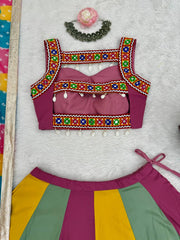 Navratri Wear Multicolor Mirror Work Lehenga Choli