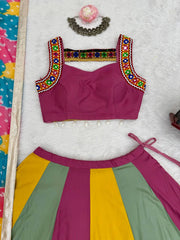 Navratri Wear Multicolor Mirror Work Lehenga Choli