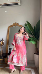 Marvelous Pink Color Sequence Work Sharara Suit