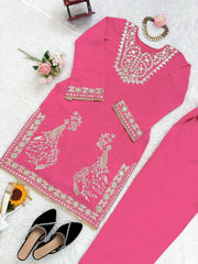 Marvelous Pink Color Sequence Work Sharara Suit