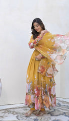 Stylish Yellow Color Sequence Work Georgette Gown