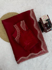 Glorious Red Jimmy Chu Hot Fix Saree