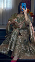 Designer Pink Crush Silk Sequence Work Sharara Suit