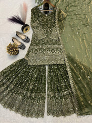 Designer Pink Crush Silk Sequence Work Sharara Suit