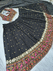 Navratri Black Georgette Mirror Work Lehenga Choli
