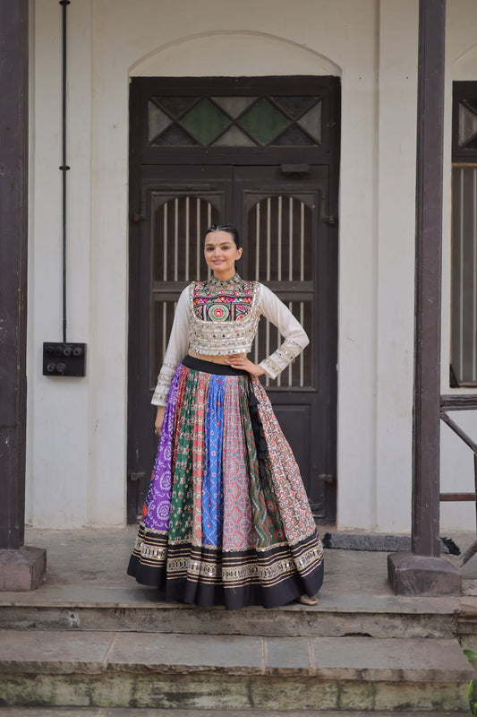 Navratri Multi Lehenga With White Work Choli