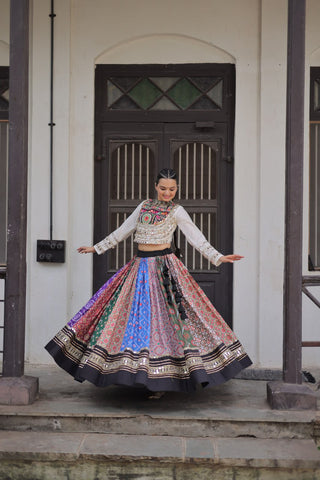 Navratri Multi Lehenga With White Work Choli