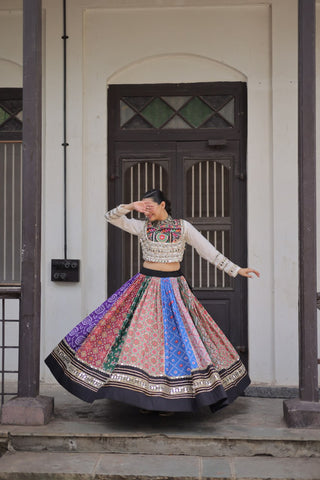 Navratri Multi Lehenga With White Work Choli