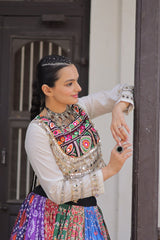 Navratri Multi Lehenga With White Work Choli