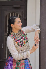 Navratri Multi Lehenga With White Work Choli