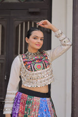 Navratri Multi Lehenga With White Work Choli