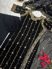 Trendy Black Color Sequence Work Georgette Anarkali Suit