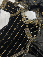 Trendy Black Color Sequence Work Georgette Anarkali Suit