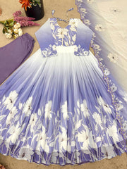 Trendy Purple Color Digital Print Georgette Gown