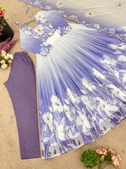 Trendy Purple Color Digital Print Georgette Gown