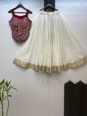 Navratri Season White Color Mirror Work Lehenga Choli