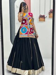 Lovely Black Color Gamthi Work Lehenga Choli For Dandiya