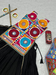 Lovely Black Color Gamthi Work Lehenga Choli For Dandiya