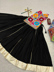 Lovely Black Color Gamthi Work Lehenga Choli For Dandiya