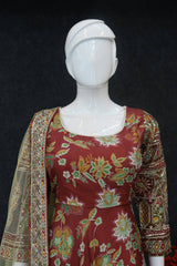 Gorgeous Red Color Embroidery With Sequins Work Gown