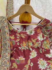 Gorgeous Red Color Embroidery With Sequins Work Gown